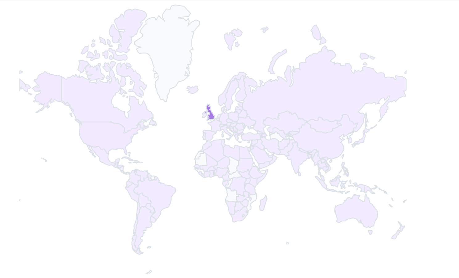 Countries where users have visited OpenPrescribing.net in 12 months to 31st March 2024